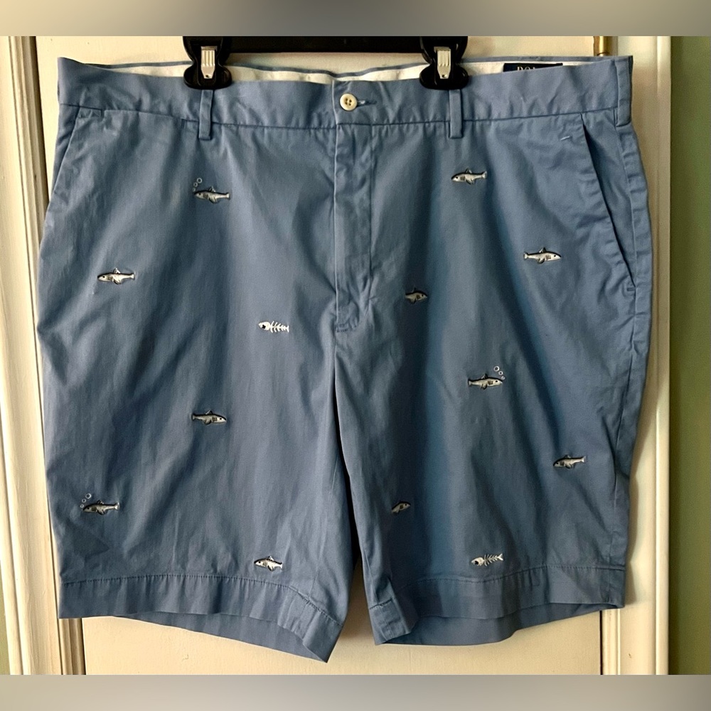 Polo Ralph Lauren stretch classic fit shorts blue shark print men's 40